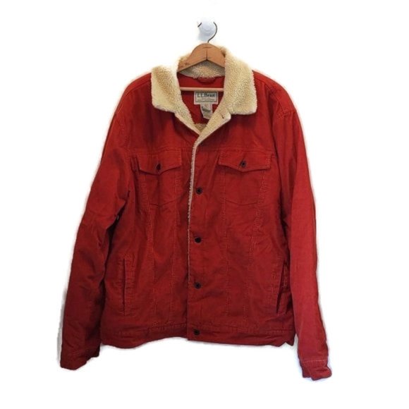 LLBean Men's XL Tall Corduroy Plush Lined Button Front Barn Chore Trucker Jacket - Picture 1 of 8